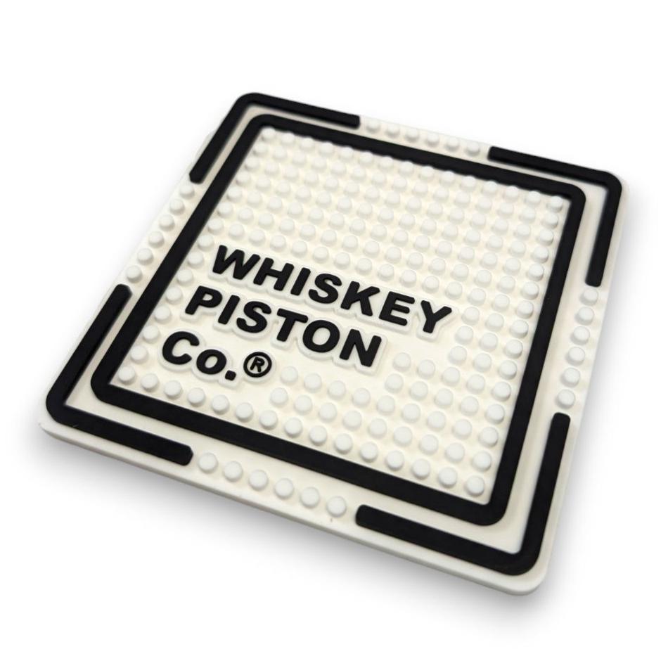 Whiskey Piston Logo Coaster - White